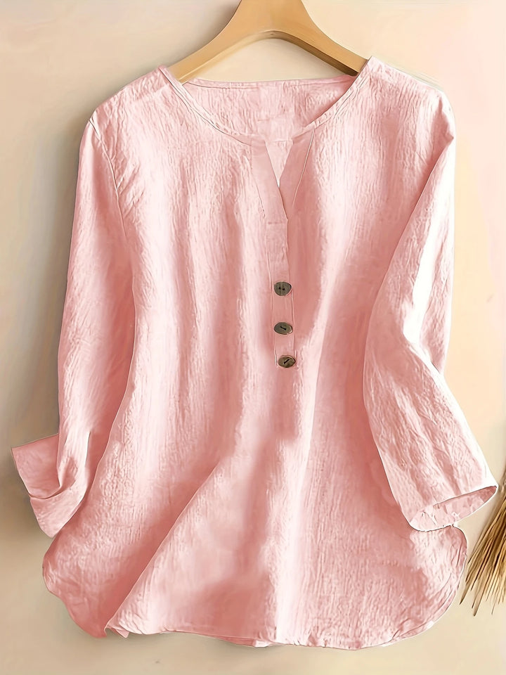 Mykaela - Casual Cotton And Linen Blouse