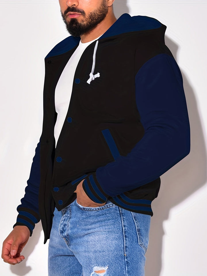 Askhat - Long Sleeve Hooded Baseball Jacket