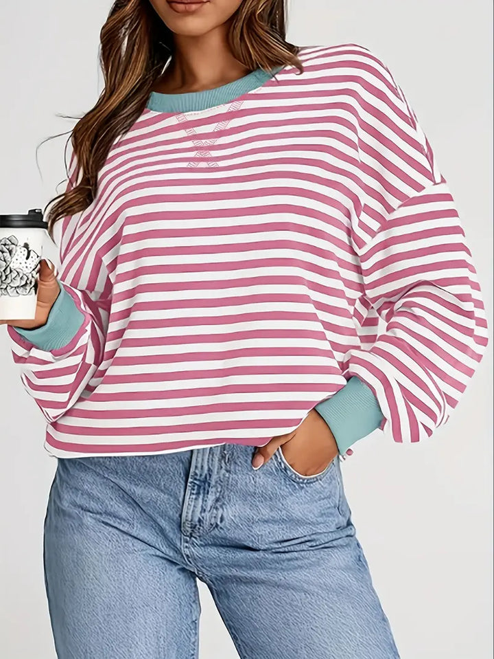 Nirina - Long Sleeve Striped Print Shirt