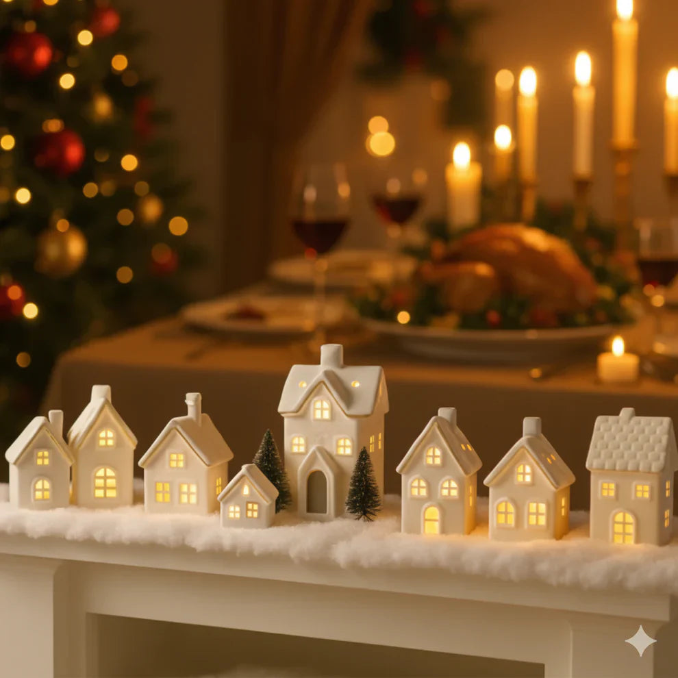 SnowLume - Ceramic Christmas Village LED Décor Set