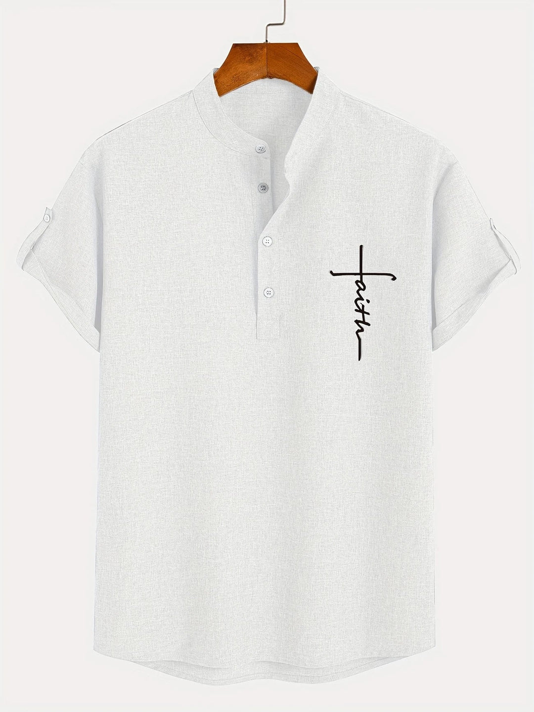 Elliott - Elegant Short Sleeve Shirt With Stand Collar