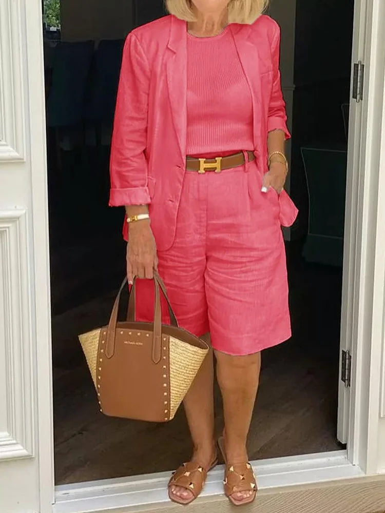 Leontina - Casual Blazer And Shorts Set