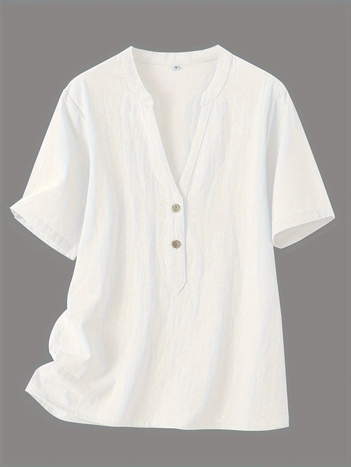 Nerida - Fashionable V-neck And Short Sleeve Blouse