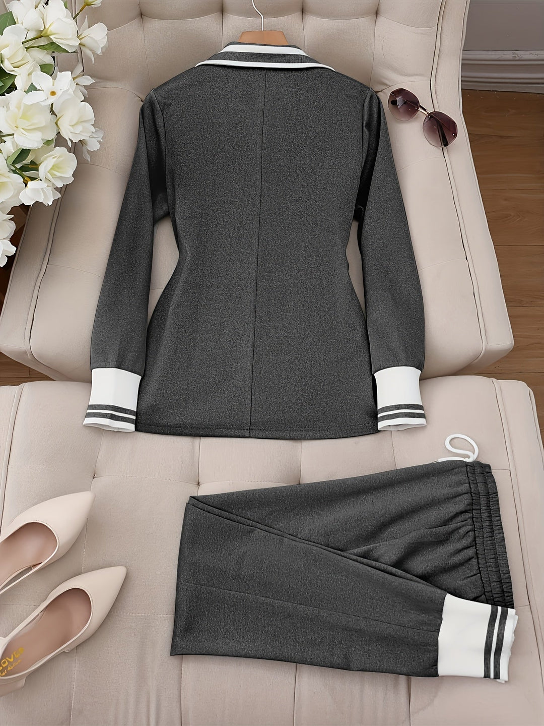 Ingelore - Fashionable Striped Two Piece Set