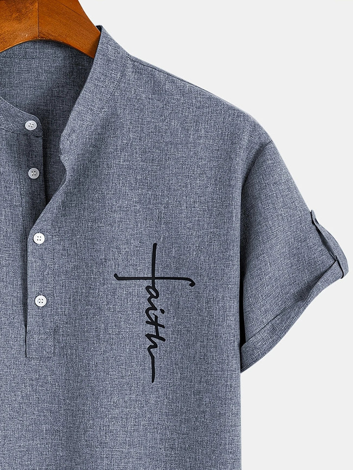 Elliott - Elegant Short Sleeve Shirt With Stand Collar