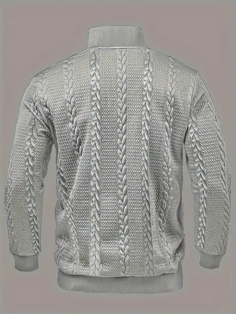 Dawson - Long Sleeve Henley Sweater With Striped