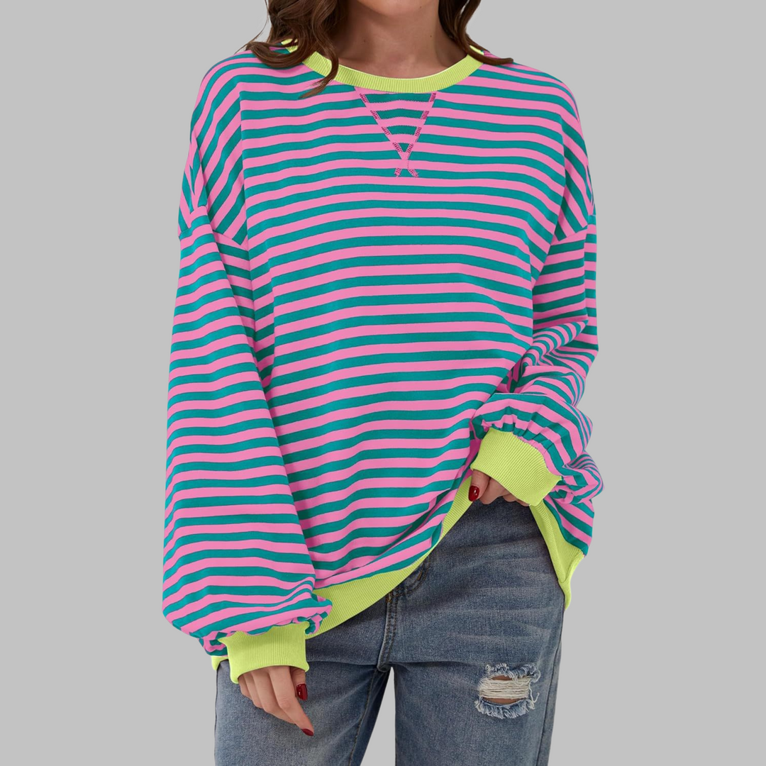 Melorna - Stylish Long Sleeve Striped Sweater