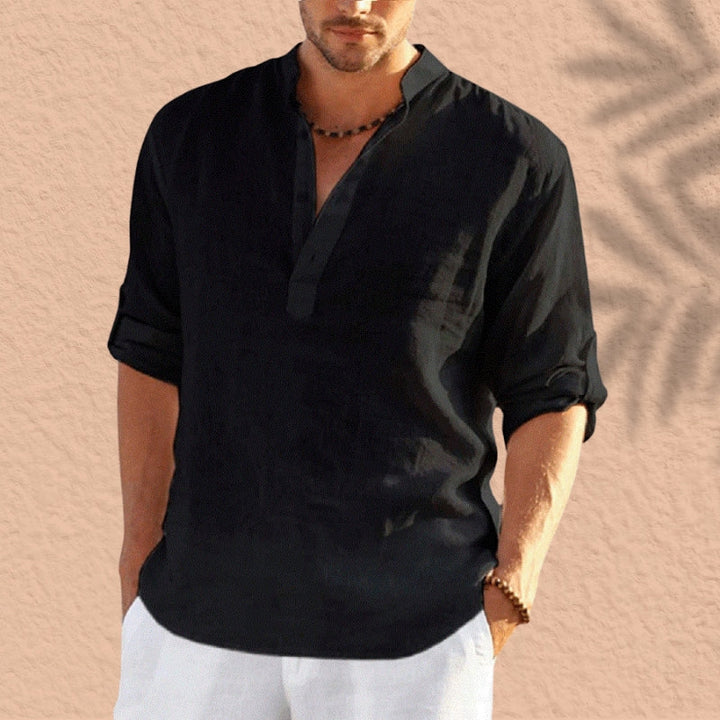 Abdeslam - Casual Linen Long Sleeve Shirt