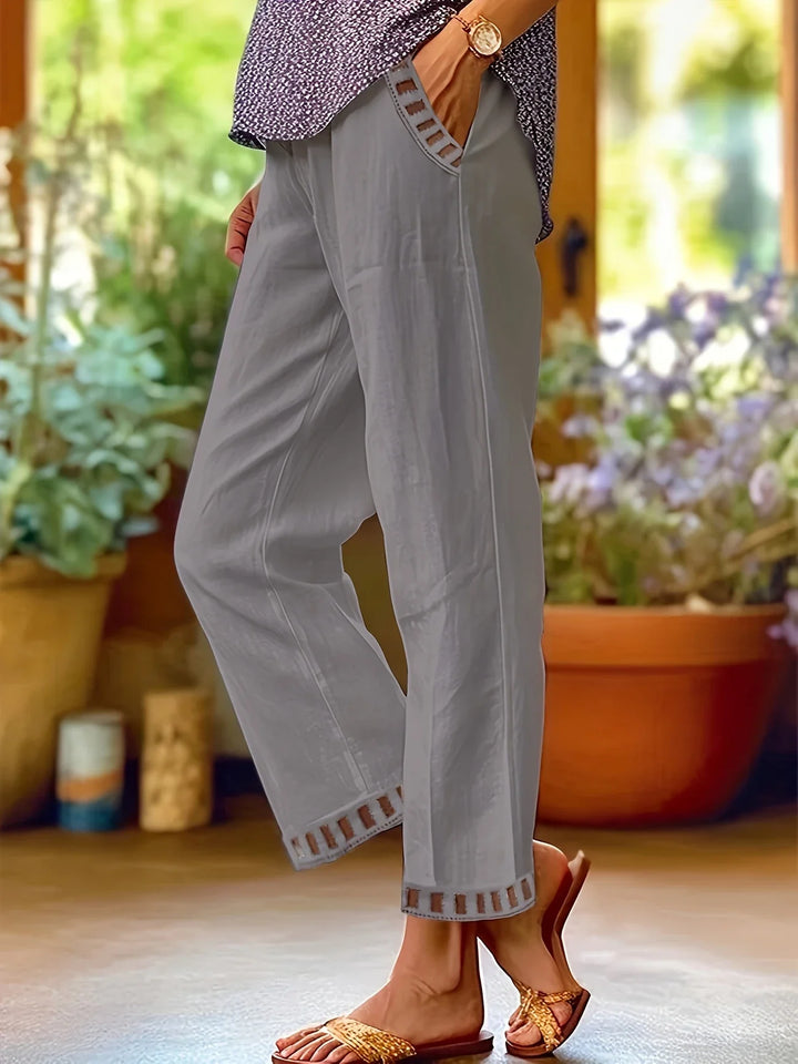 Tracey - Contrast Trim Cropped Pants