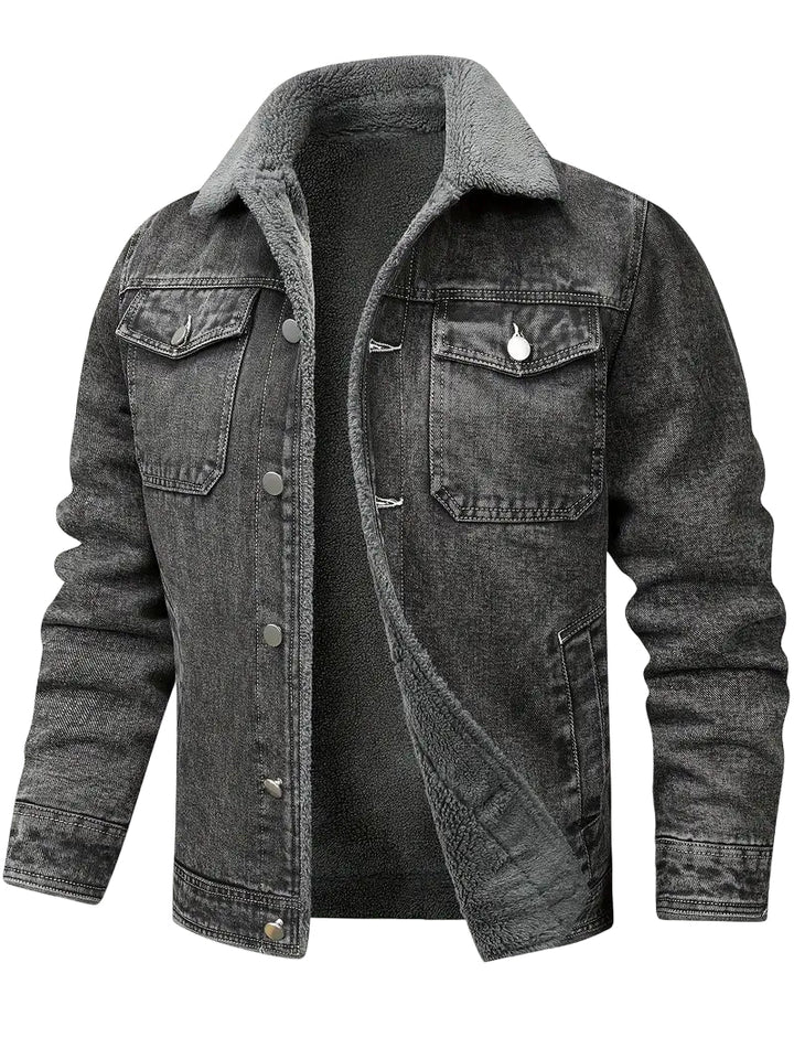 Geoffroy - Vintage Denim Jacket With Fleece Lining