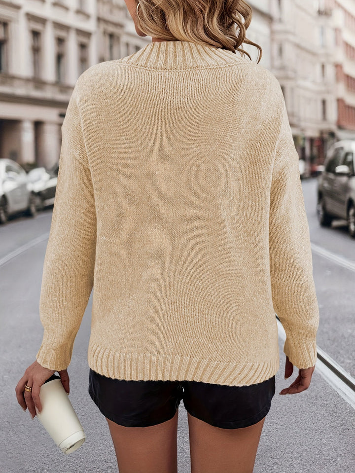 Chrystel - Heart Motif Sweater With V-Neck