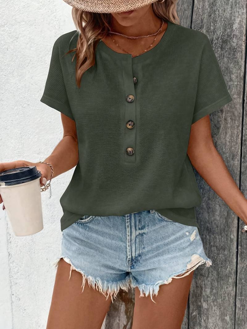 Marylou - Casual Crew Neck Short Sleeve Top
