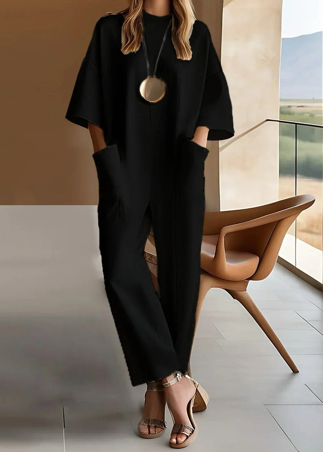 Elizina - Stylish Half Sleeve Loose Jumpsuit