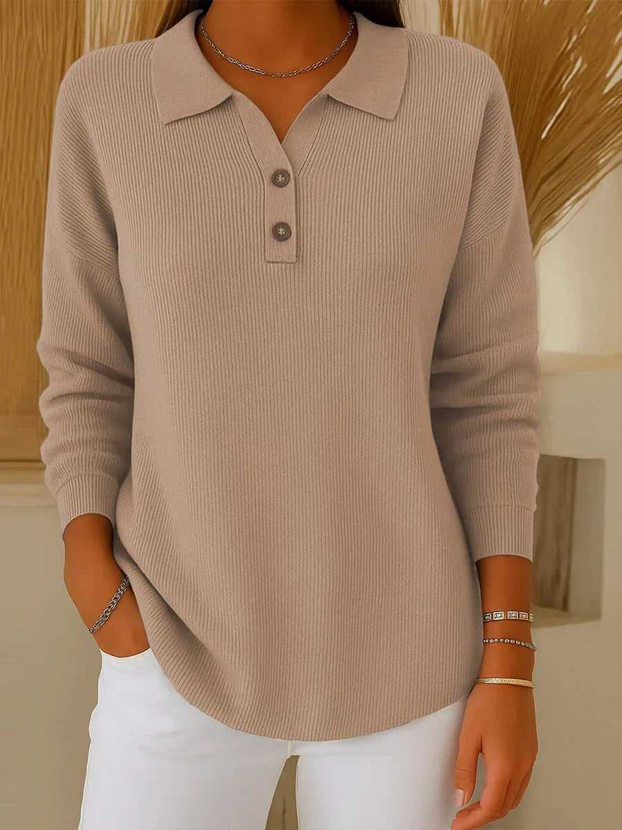 Aranka - Long Sleeve Top With Lapel Collar