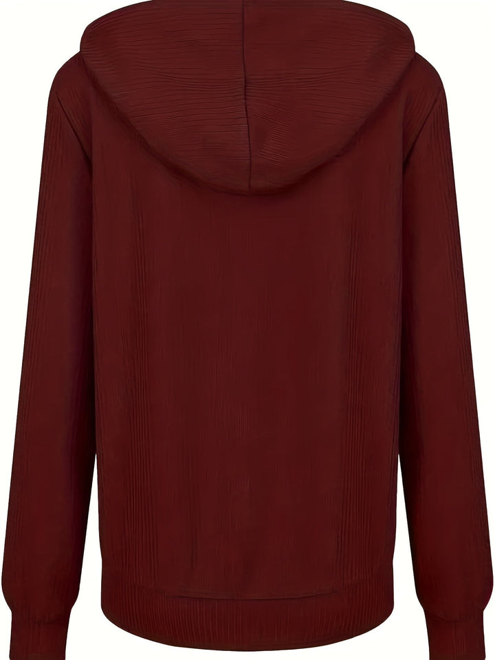 Moira - Long Sleeve Zip Up Drawstring Hoodies