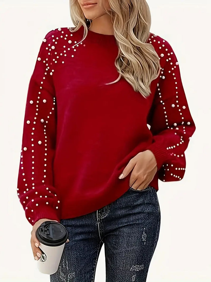 Quinlee - Long Sleeve Round Neck Knitted Sweater