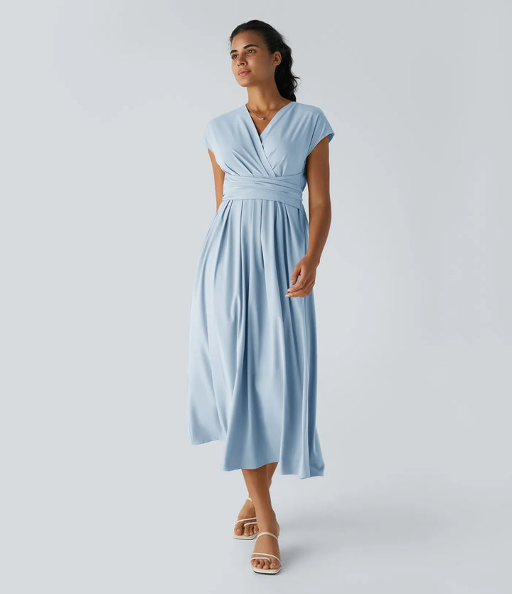 Wilhelmine - Elegant High Waisted Wrap Dress