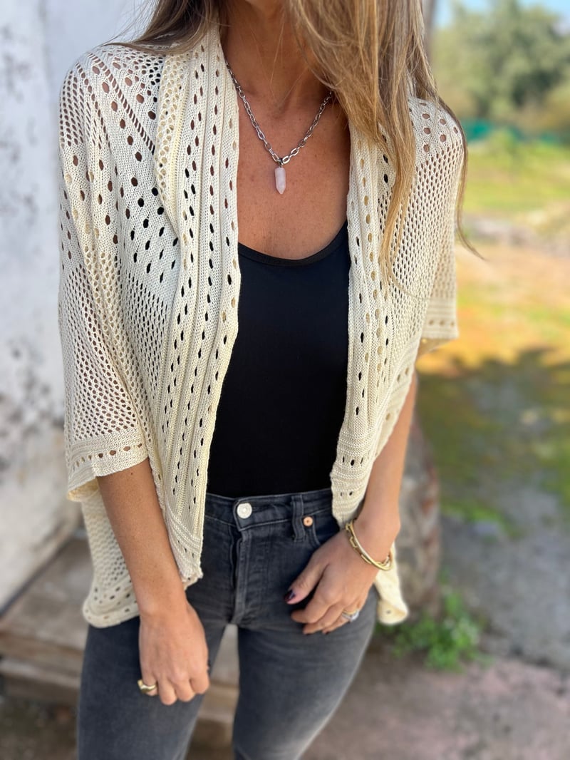 Veronique - Hollow Half Sleeve Cardigan