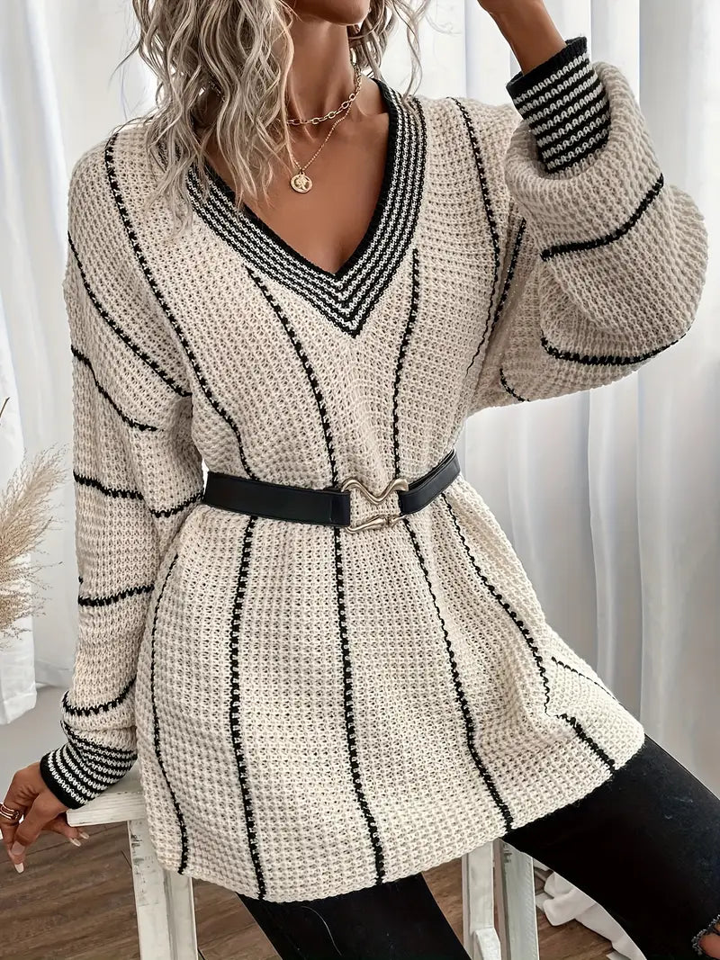 Arellano - Casual Long Sleeve Striped Sweater