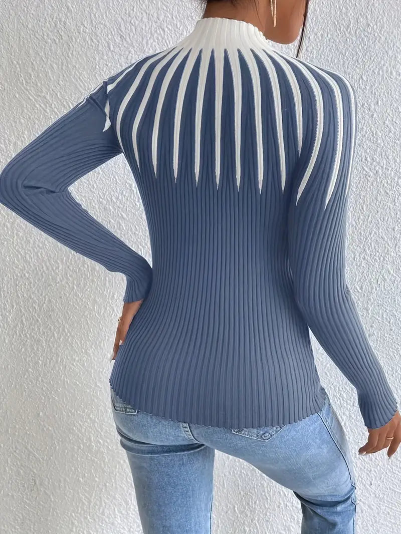 Maider - Elegant Long Sleeve Sweater With High Neck