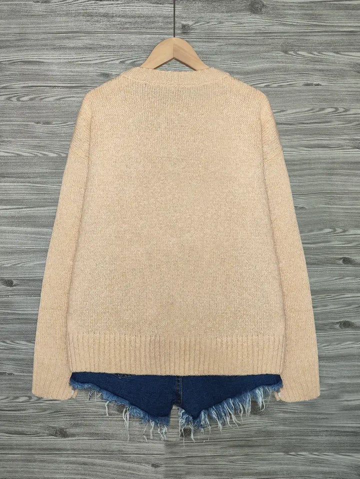 Urvana - Cat Print Long Sleeve Sweater