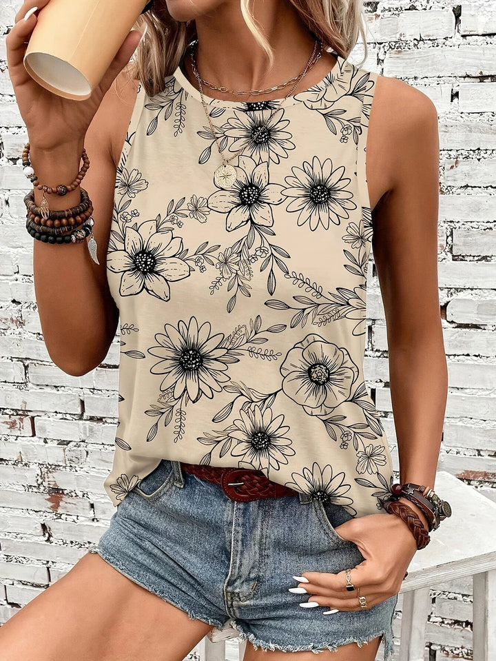 Lilou -  Casual Summer Top With Floral Print