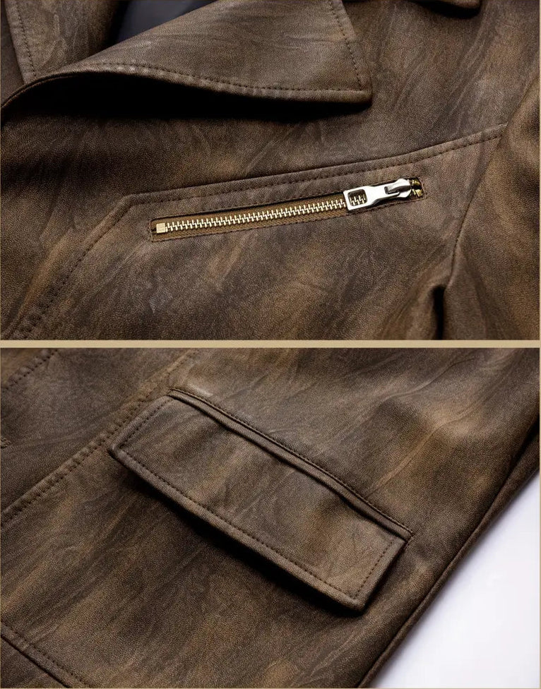 Julien - Leather Jacket With Locomotive Collar