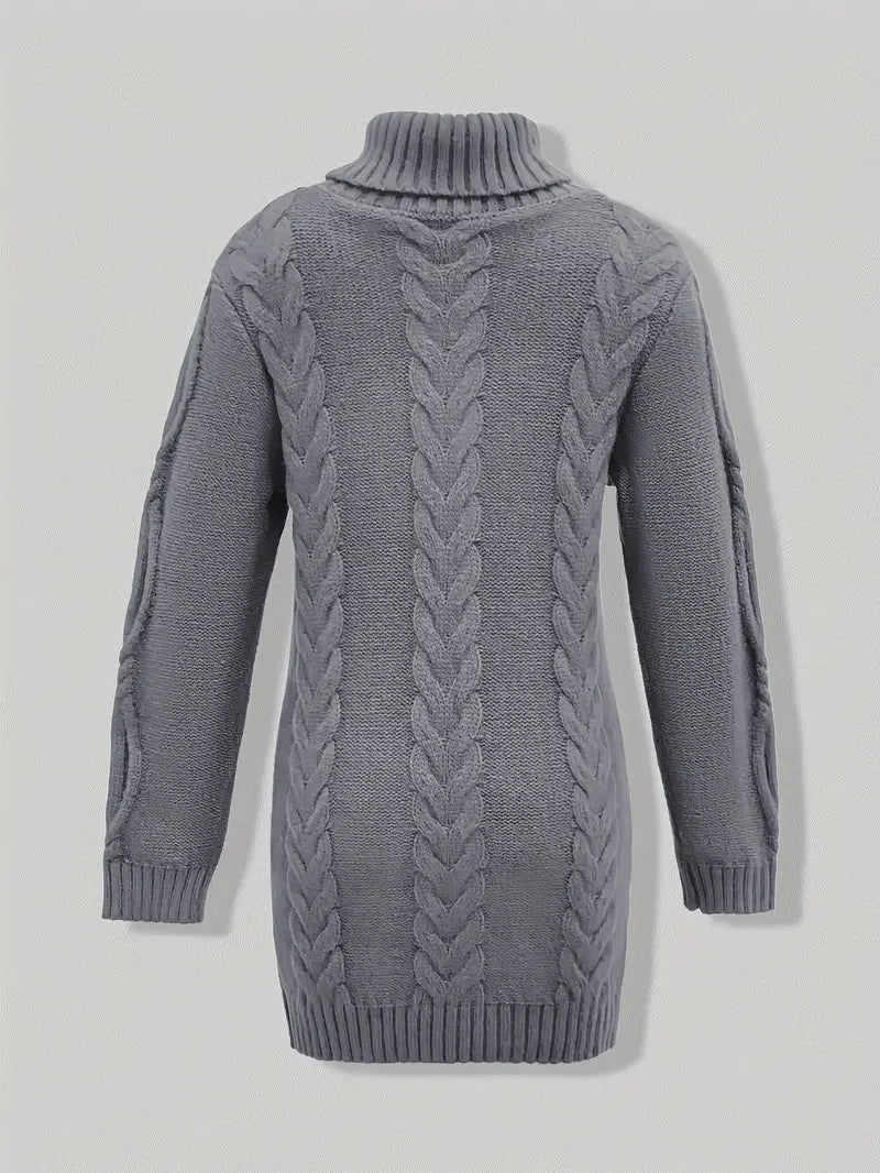 Narda - Chunky Cable Knitted Turtleneck Dress