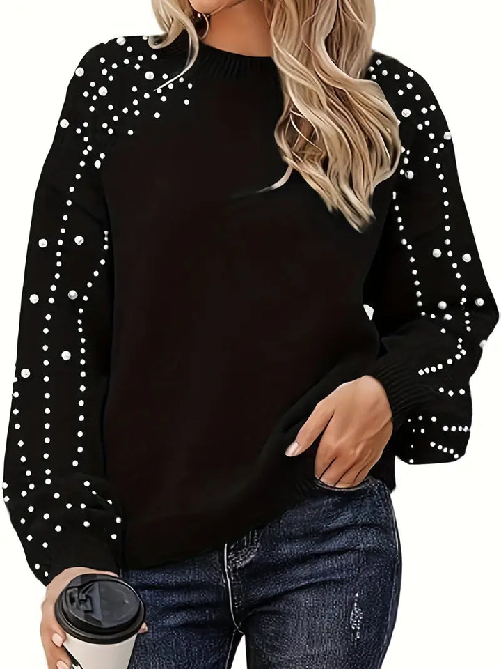 Quinlee - Long Sleeve Round Neck Knitted Sweater