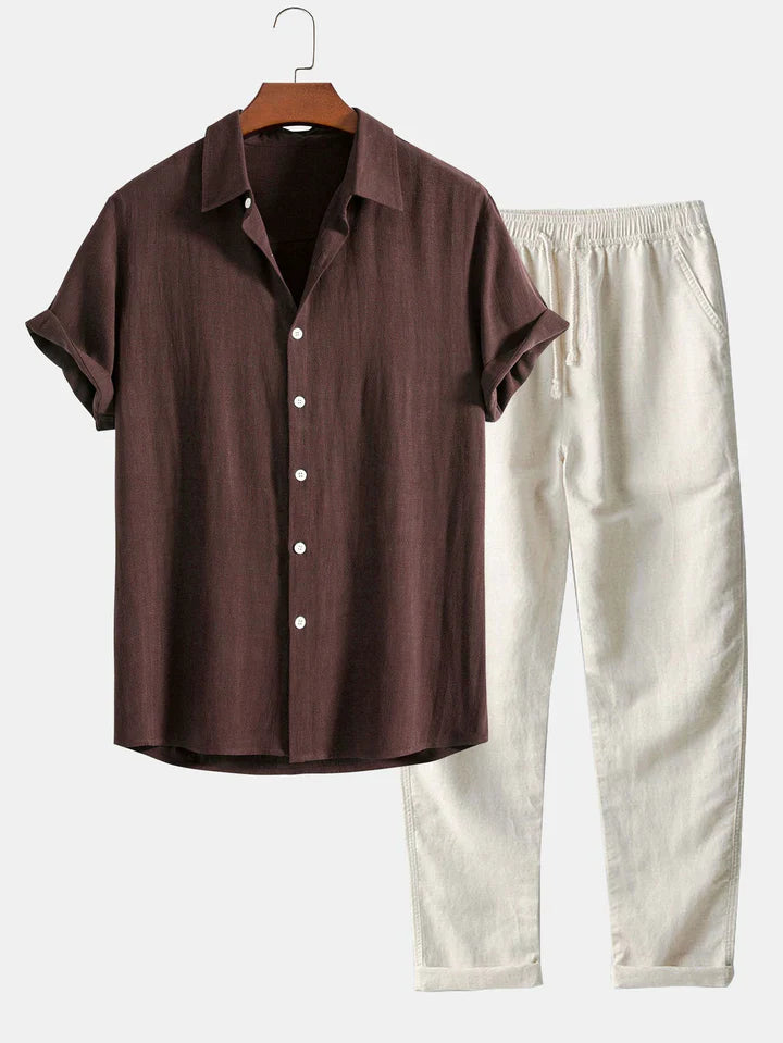 Booker - Linen Blend Shirt With Straight Trouser