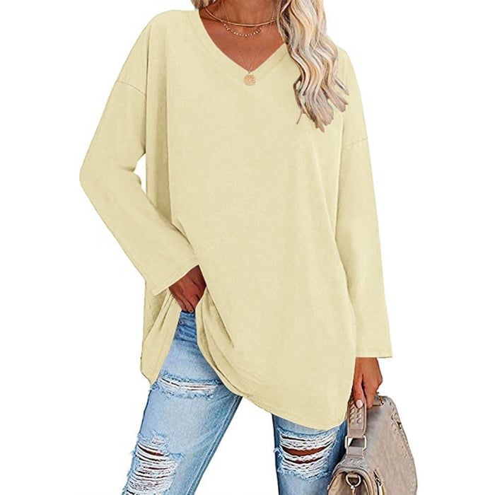 Milena - Long Sleeve Fashion V-Neck Knit Top