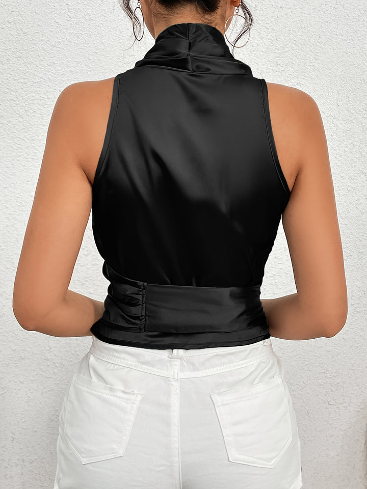 Florentia - Elegant Belted Sleeveless Halter Top