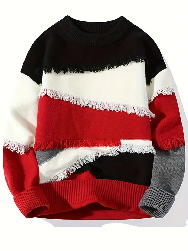Derrick - Frayed Knitted Sweater With Long Sleeve