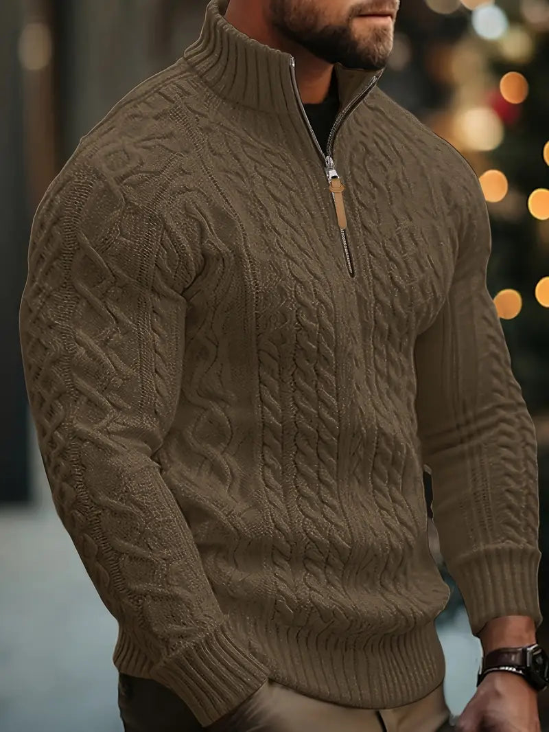 Rabada - Half-Zip Knitted Sweater With Stand-Up Collar