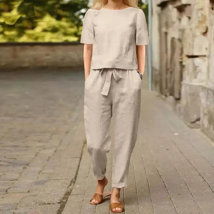 Kiyomi - Short Sleeve Blouse and Pants Sets