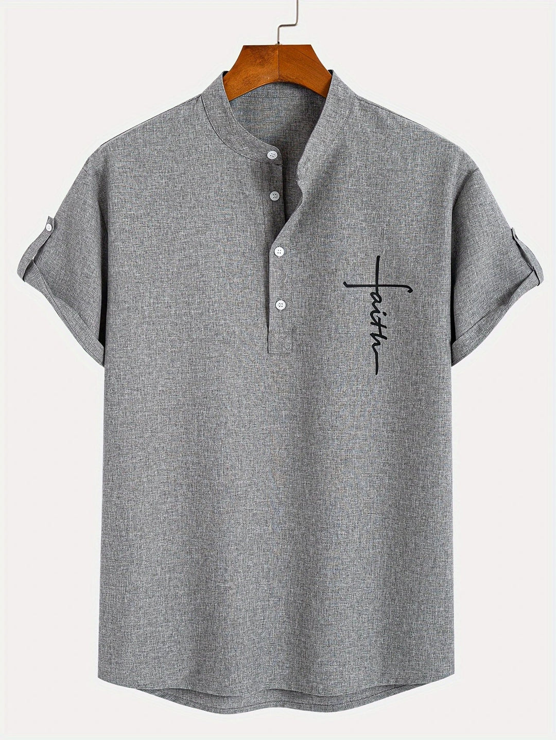 Elliott - Elegant Short Sleeve Shirt With Stand Collar