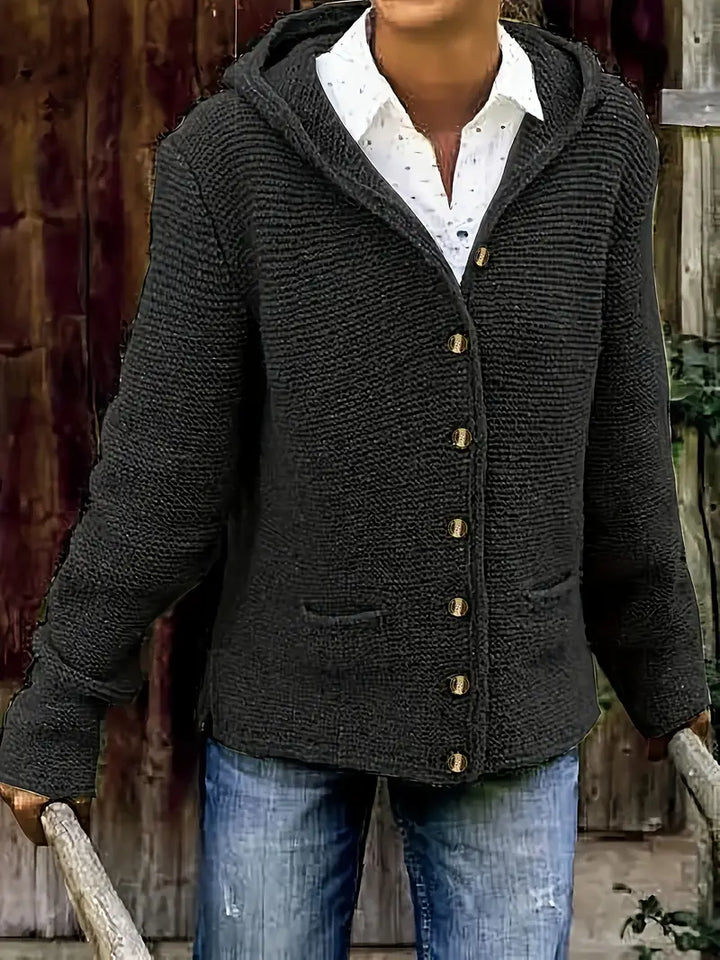 Bressan - Elegant Long Sleeve Hooded Cardigan