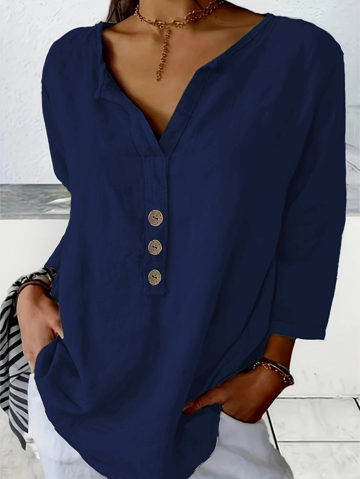 Mykaela - Casual Cotton And Linen Blouse