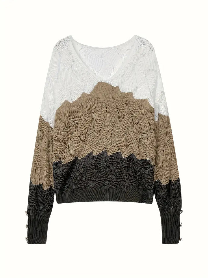 Renilda - Elegant V-Neck Knitted Sweater