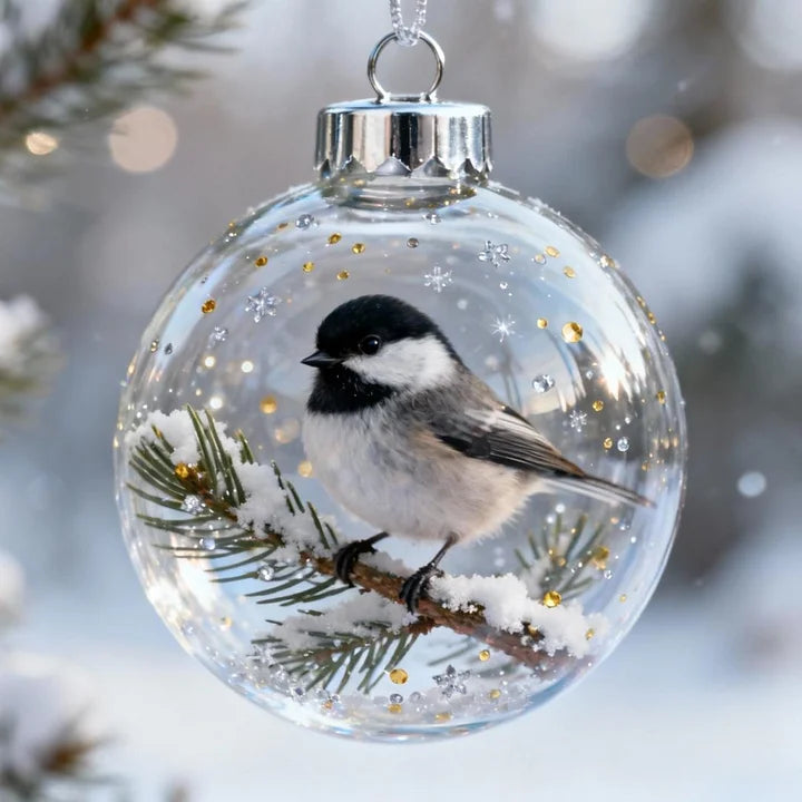 FrostFlight - Collection Of Glass Christmas Baubles With Cute Birds
