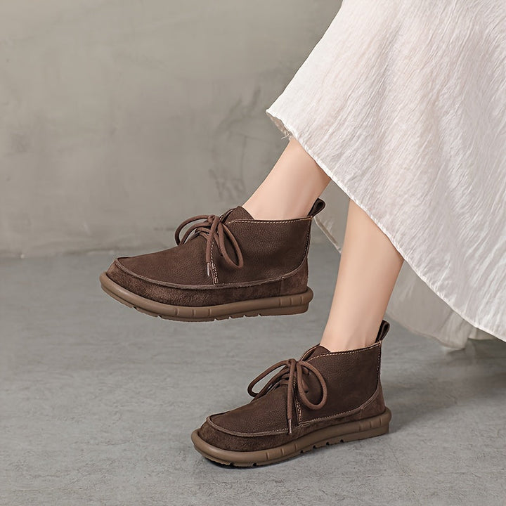 Lirinda - Leather Ankle Boots With Lace Up