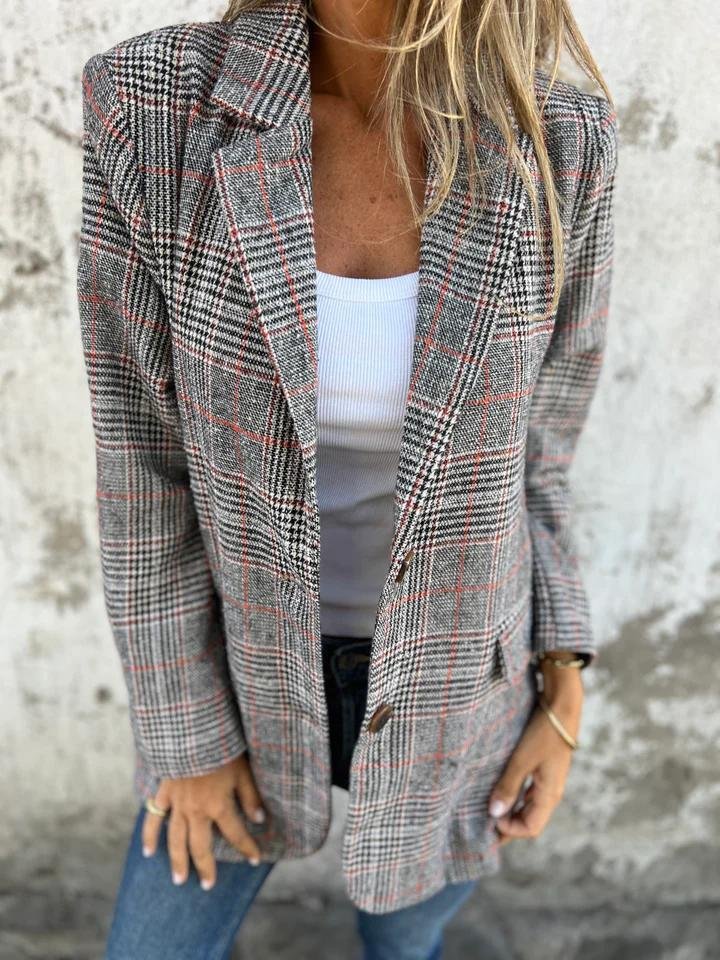 Elaina – Stylish Checked Winter Blazer