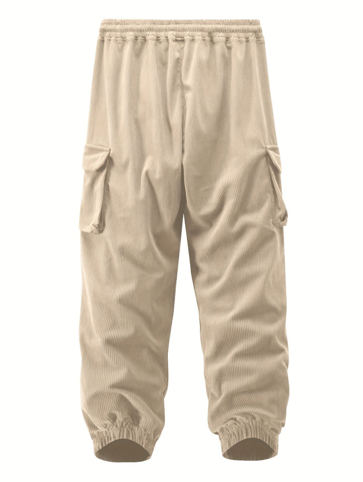 Genevieve - Corduroy Jogger Pants With Drawstring Waist