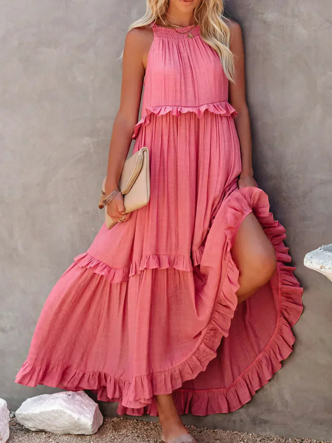 Hayley - Elegent Sleeveless Dress With Ruffle