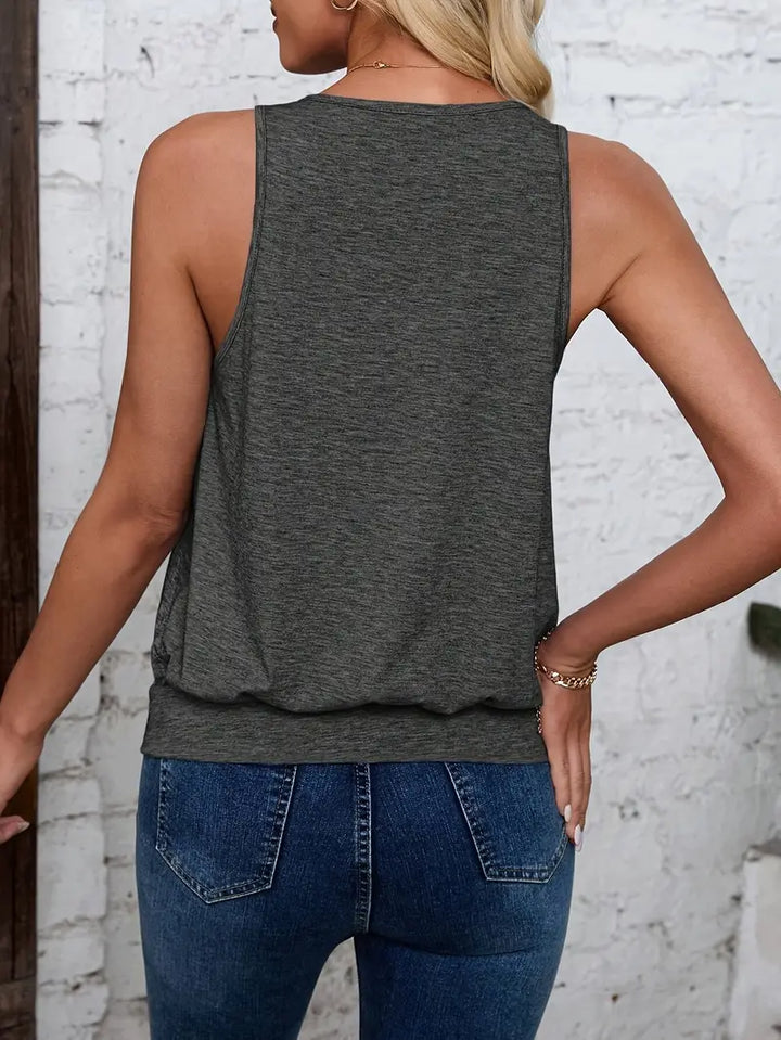 Afroditi - Casual V-Neck Knit Tank Top