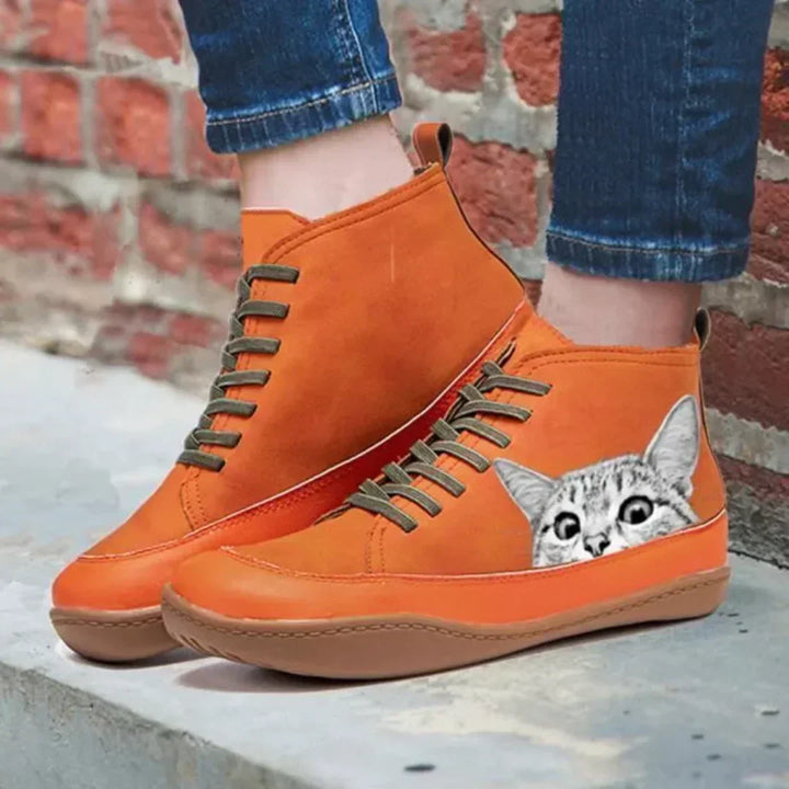 Fenna - Leather Ankle Boots For Cat Lovers