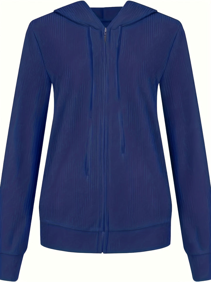Moira - Long Sleeve Zip Up Drawstring Hoodies