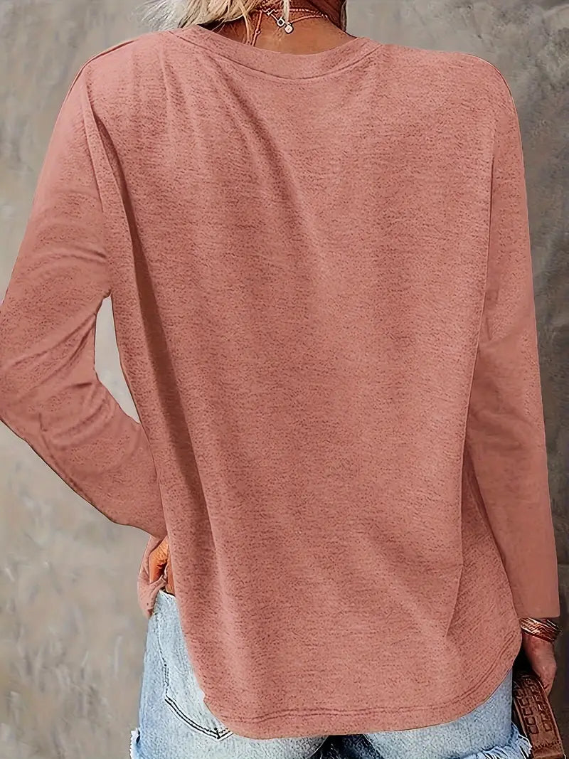 Levine - Elegant Long Sleeve Tunic Top With Sunflower Print