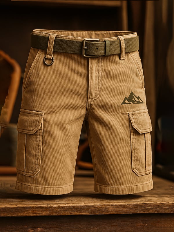 Men's Retro Fashion Classic Corduroy Multifunctional Work Shorts