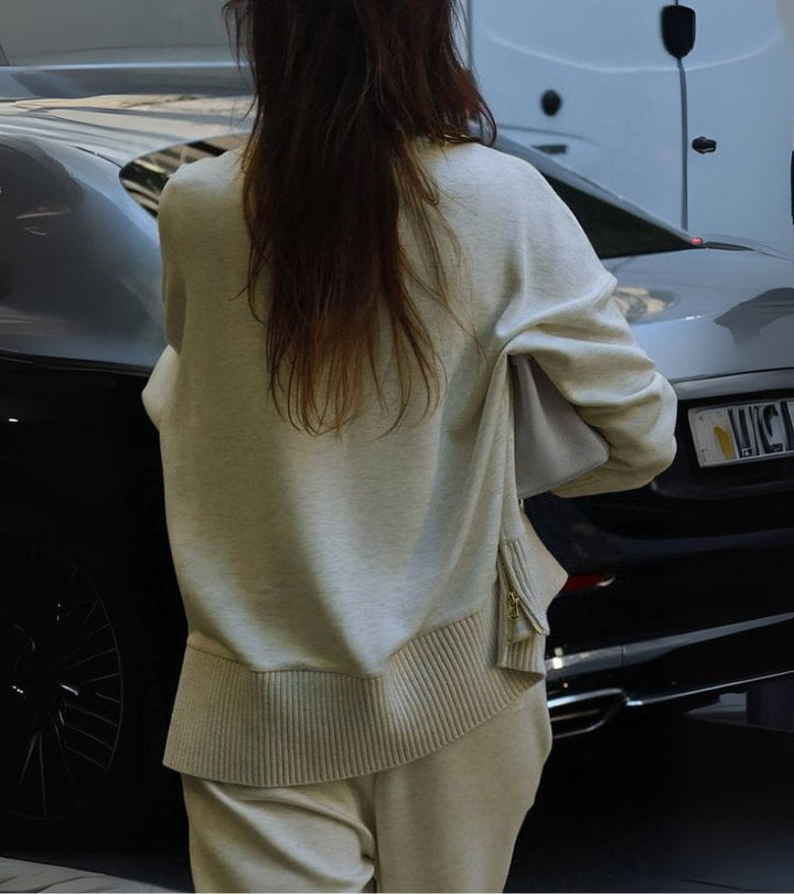 Blandine - Knitted Two Piece Set Turtleneck Sweater And Wide Leg Trousers